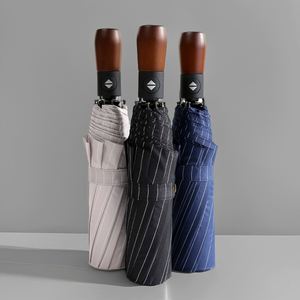 Parapluie Mini Automatique Créatif et Robuste avec Manche en Bois, Pliable et Personnalisable pour l'Été, Idéal pour les Cadeaux d'Affaires - Vente Flash - Product Image 1