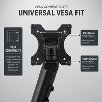 Nouveau bras de moniteur ergonomique en alliage d'aluminium de qualité aéronautique DS avec ressort à gaz, optimisant l'espace de travail, 17-32 pouces, 2,9 kg, VESA 75x75/100x100
