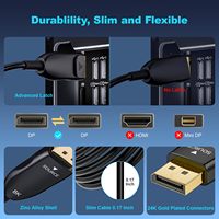 Câble DisplayPort à fibre optique Syong pour jeux/moniteur/FreeSync/G-Sync/TV/PC 8K60Hz, cordon optique haute vitesse