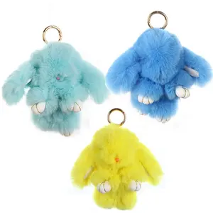 San Carlo Party Christmas Birthday Gift Car Hanging Bunny Keyring Handbag Pendant Fluffy Pompom Fur Plush Bunny