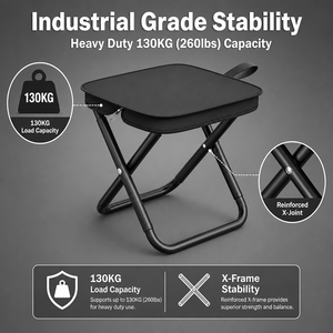 Tabouret pliant léger et portable en Oxford et <span class=keywords><strong>acier</strong></span> au carbone, mobilier d'extérieur pratique, chaise de jardin pliable pour la pêche - Product Image 2