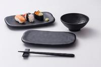 Plato rectangular de melamina con textura mate negra, plato de Sushi japonés para restaurante, rollo de Sushi Izakaya Yakitori, plato para servir Tamagoyaki