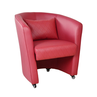 Canapés rouges pour salon, canapé moderne en cuir avec accoudoirs, fauteuil de salon, fauteuil de détente mobile avec roulettes