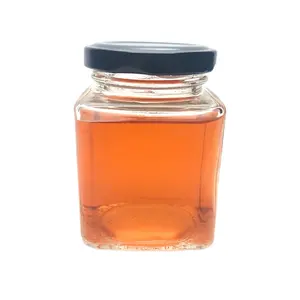 100毫升透明蜂蜜玻璃方形罐，带拧干金属盖