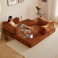 Sofá Cama Modular Convertible de Espuma, Diseño Plegable Tapizado con Reposabrazos Trasero Extraíble para Dormitorio y Sala de Estar