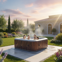 Bain à remous gonflable carré sur mesure, bain à remous extérieur grand format avec jets de massage pour le bien-être