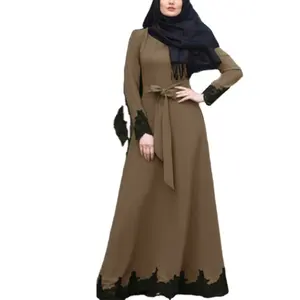 Best Verkopende Stof Met Lange Mouwen Maxi Jurk Abaya Dubai Kaftan Moslim Dames Ramadan Jilbab Feestjurk Jas Kaftan