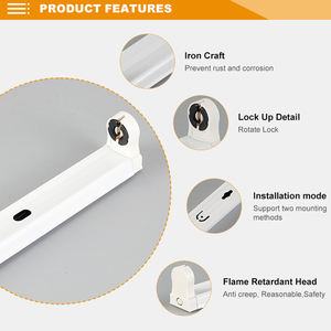 Accesorio de iluminación <span class=keywords><strong>fluorescente</strong></span> para almacenamiento en frío de supermercado, soporte de lámpara de <span class=keywords><strong>tubo</strong></span> <span class=keywords><strong>doble</strong></span> individual, soporte de <span class=keywords><strong>tubo</strong></span> LED T8 - Product Image 4