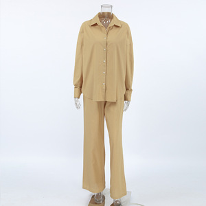 2025 nuovo abbigliamento europeo americano per la casa alla moda a maniche lunghe in cotone traspirante con bottone autunno inverno Casual <span class=keywords><strong>pigiama</strong></span> completo - Product Image 6