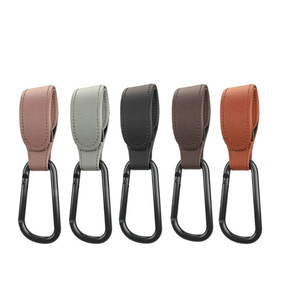 PU leather stroller <b>hooks</b>, child seat handle <b>hooks</b>, portable carabiner Velcro stroller <b>hooks</b> - Product Image 5