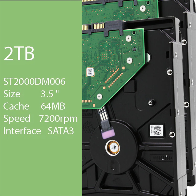ST2000DM006 2TB 3.5" HDD Internal Hard Drive 7200 RPM High Speed 64MB Cache SATA 6Gb/s Interface New/Used Server Application