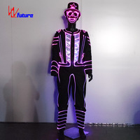 Ensemble Cape, Chapeau et Masque de Magicien de Cirque LED – Tenue Néon Futuriste pour Spectacle Scénique, Carnaval et Fête d'Halloween