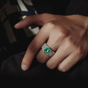 18K White Gold Gift Engagement Wedding Ring For Men 925 Sterling Silver Moissanite Rings AGL GRS IGI Lab Grown Emerald Rings