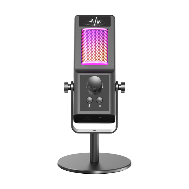 RGB Condenser Gaming Microphone with Noise Cancellation Cardioid Pattern Portable Studio Mic for Streaming Podcast Recording