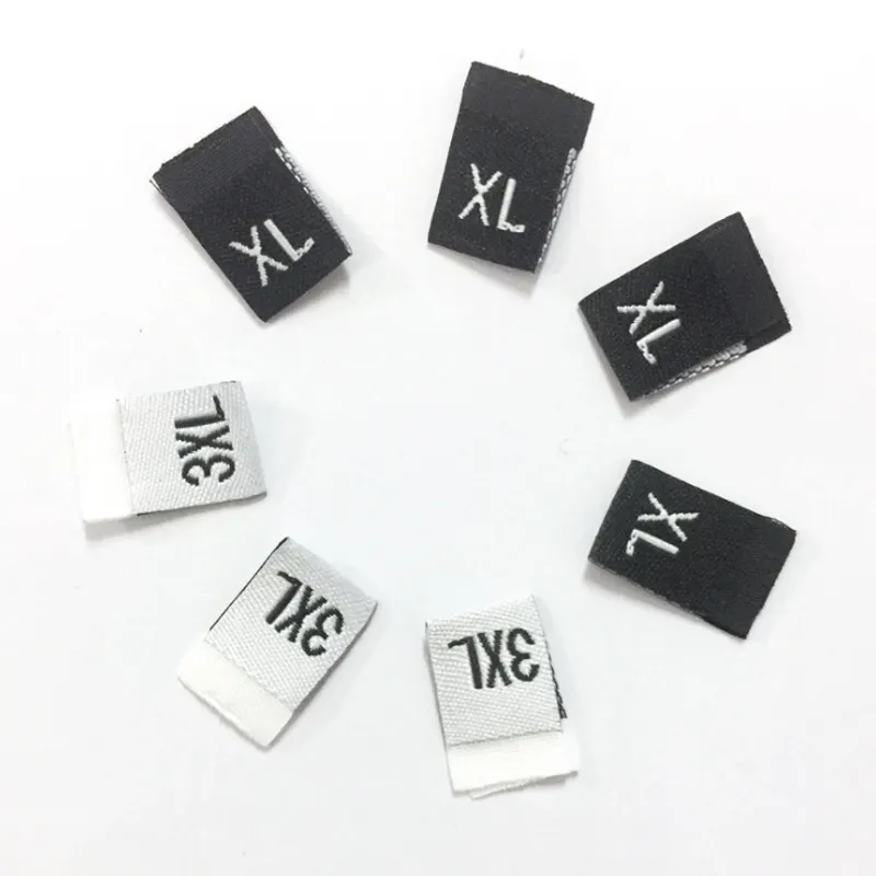 wholesale high quality S M L XL XXL XXXL size label tags woven clothing labels size tags