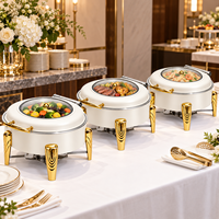 Matériel de restauration : Réchauds de buffet, chauffe-plats en acier inoxydable blanc et or, Réchaud de luxe royal