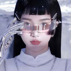 Lunettes de soleil futuristes unisexes en gros, style cyberpunk, monture enveloppante argentée effet miroir - Product Image 1