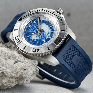 Reloj de Buceo Mecánico Automático de Lujo con Esfera de Mapa <span class=keywords><strong>del</strong></span> Mundo Personalizada de Fábrica OEM, Cristal de Zafiro Luminoso, Resistente al <span class=keywords><strong>Agua</strong></span>, Correa de Goma Azul Marino - Product Image 2
