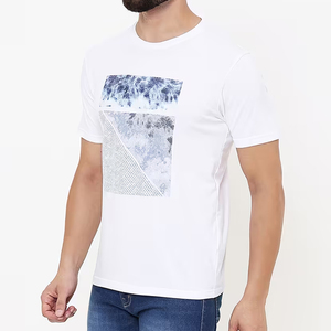 Camiseta Casual de Algodón para Hombre, Cuello Redondo, Manga Corta, con Estampado Gráfico Texturizado - Product Image 2