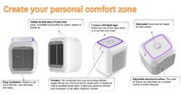 Ventilateur de climatisation portable mini tendance avec réservoir d'eau et lumière d'ambiance colorée pour la maison et l'extérieur