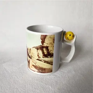 11oz sublimation white Mugs with smile face /football /basketball decoration funny coffee mug
