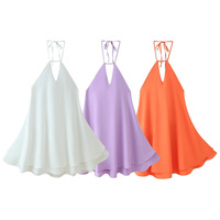 Robe d'été vintage pour femmes 2025 Nouvelle mode Col halter Dos nu Robe courte sexy pour les vacances pour le printemps automne