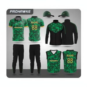 Prohawke Cricket Jersey Uniform <b>Hoodie</b> Set Half Sleeves with Collar & Ankle Length Trousers Pants - Product Image 1