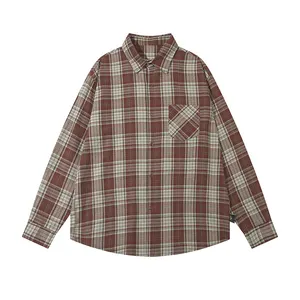 Factory New Programmer Style Plaid Shirt Mature Men Long Sleeve Business Casual Style