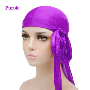 Soie Durag Longue Queue Durag Respirant <span class=keywords><strong>Bandana</strong></span> Turban Chapeau Doux Pirate Headwraps - Product Image 6
