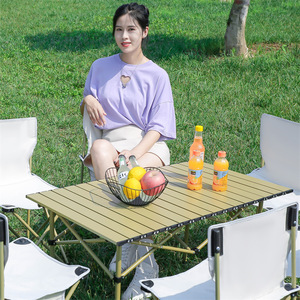 Carbon Steel Folding Egg Roll <b>Table</b> 50x47x50 Cm Rectangular Portable Outdoor Camping <b>Barbecue</b> <b>Table</b> With Side Pocket - Product Image 2
