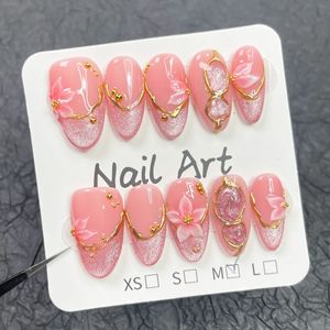 <span class=keywords><strong>Uñas</strong></span> Postizas <span class=keywords><strong>de</strong></span> Lujo con Diseño <span class=keywords><strong>de</strong></span> Almendras, Color Rosa y Negro con Estampado <span class=keywords><strong>de</strong></span> Vaca, Adornadas con Láminas Metálicas Doradas, Cuentas <span class=keywords><strong>de</strong></span> Cristal y Cruz, Reutilizables y Hechas a Mano - Product Image 4