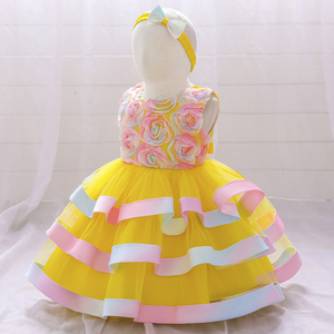 Adorable Robe de Baptême à Motifs Floraux pour Filles, Bébés et Petits Enfants, Idéale pour Fêtes d'Anniversaire, Robe Spéciale pour Enfants avec Nœud Papillon L1829xz - Product Image 4