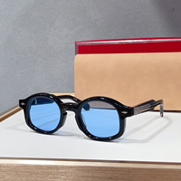 Lunettes de soleil de luxe rondes vintage pour hommes et femmes, monture en acétate noir, fabriquées à la main, protection UV400, pour la conduite quotidienne