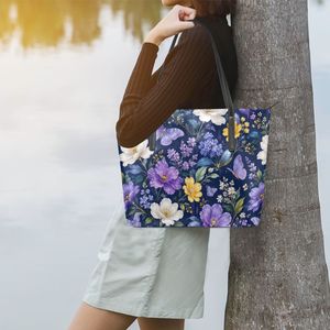 Sac fourre-tout en cuir PU motif floral papillon, sac à bandoulière zippé, résistant à l'eau, antivol, logo personnalisé pour les voyages quotidiens - Product Image 5