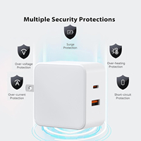 Cargador GaN de 65W, Tipo-C USB-A PD 3.0 QC, Carga Rápida, Diseño Plegable, Certificado EN62368