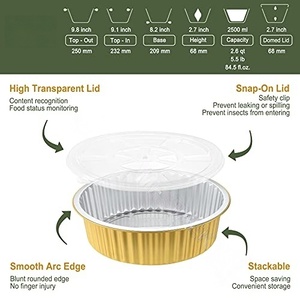 Recipientes Redondos de Aluminio de 10 Pulgadas de Diámetro con Tapas, Resistentes a la Grasa, de 2.4 Pulgadas de Profundidad, 85 oz - Product Image 3