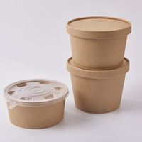 Bols jetables en papier kraft imperméable, écologiques, à paroi simple, pour salades, nouilles et soupes, avec logo personnalisé