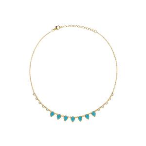 <strong>Turquoise</strong> Gemstone <strong>Necklace</strong> for Women Gold Plated Tear Drop Round Cz Link Chain Women Choker Collar - Product Image 6