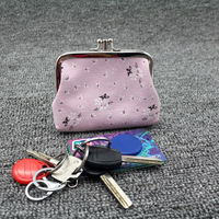 Logo Kustom 4 Inci PU Kantong Koin Dompet Wanita Kunci Ganda Tas Kosmetik Gesper Tas Clutch Tas Lipstik Penutupan Snap
