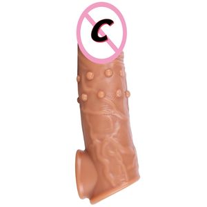 Realistische <span class=keywords><strong>Penis</strong></span> Ärmel Extender Schwanz <span class=keywords><strong>Penis</strong></span> Ring Wieder verwendbare TPE Dildos Kondom Verzögerung Ejakulation Dick Vergrößerung Sexspielzeug für Männer - Product Image 4
