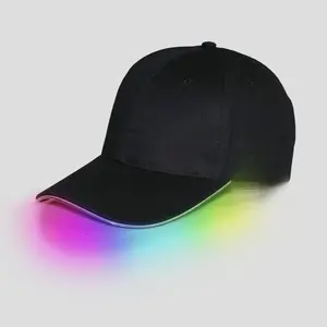 BSBH Customized Printing Cotton Led Hat Lighted Glow Caps Flashing Luminous Baseball Led Cap