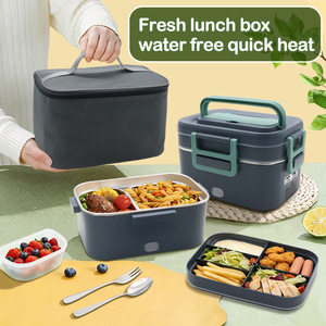 Boîte à lunch <span class=keywords><strong>chauffante</strong></span> électrique en acier inoxydable de 2,8 L, 80 W, chauffe-aliments portable USB, 2 récipients, doublure amovible, sans eau - Product Image 2