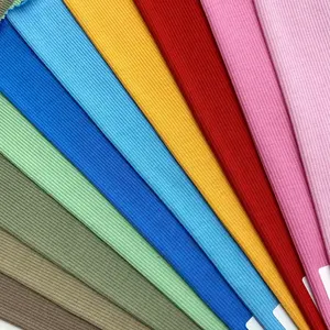Rayón de algodón elástico de color brillante para niñas, suave, 290gsm, 2x2, tejido de punto sólido, suéter