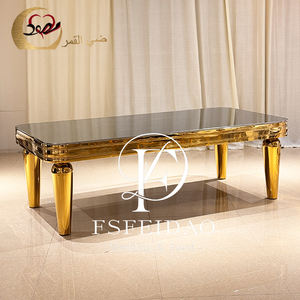 Juego de mesa de comedor moderno con marco de acero inoxidable con tapa de cristal para banquetes, 12 sillas - Product Image 6