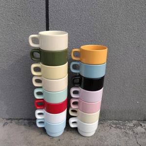 Colorful 15oz Breakfast Milk Tea Cup Bakery Gifts Stackable Ceramic Mugs with Custom logo - Product Image 3