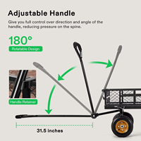 Chariot de jardinage industriel robuste et portable, conteneur à roulettes, chariot mobile, chariot utilitaire d'atelier, plateau en acier, quatre roues