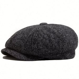 Casquette Gavroche Vintage Décontractée à Chevrons pour Homme, Printemps Automne 2025, Chaud et Tendance pour l'Extérieur, Style Béret Ancien - Product Image 5