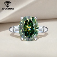 Bague en argent plaqué or 18 carats de haute qualité S925, moissanite ovale vert foncé 3 carats, certificat GRA, sertissage pavé, minimaliste et élégante
