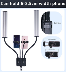 <span class=keywords><strong>2</strong></span> ayarlanabilir çift kol LED kirpik lamba için Selfie fotoğrafçılık <span class=keywords><strong>3</strong></span> renk parlaklık Gooseneck telefon tutucu güzellik salonu için YouTube - Product Image 3