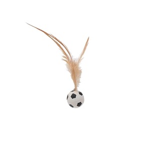 ลูกบอลยางยืดหยุ่นใหม่พร้อมขนนก สนุกกับการไล่จับ เล่นกัด และเล่นแบบอินเทอร์แอคทีฟ ของเล่นแมวรูปทรงฟุตบอล เบสบอล - Product Image 2